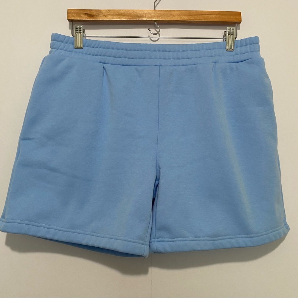 Ampersand Avenue Blue Fleece Shorts XL Ruffle Pocket Cozy Lounge Elastic Waist